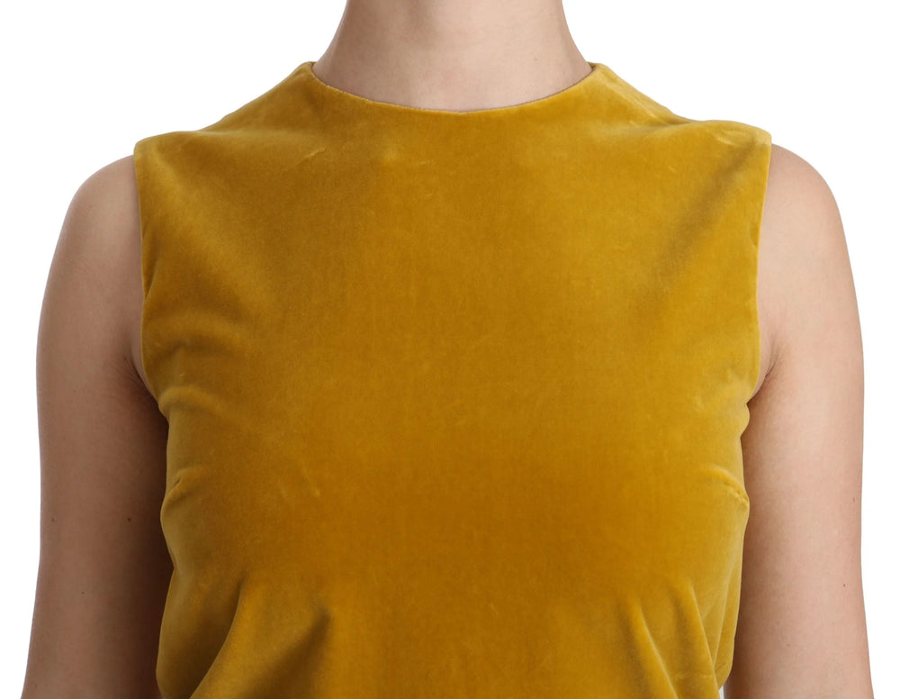 Dolce & Gabbana Mustard Velvet Stretch Shift Mini Dress - IT40|S - Dresses