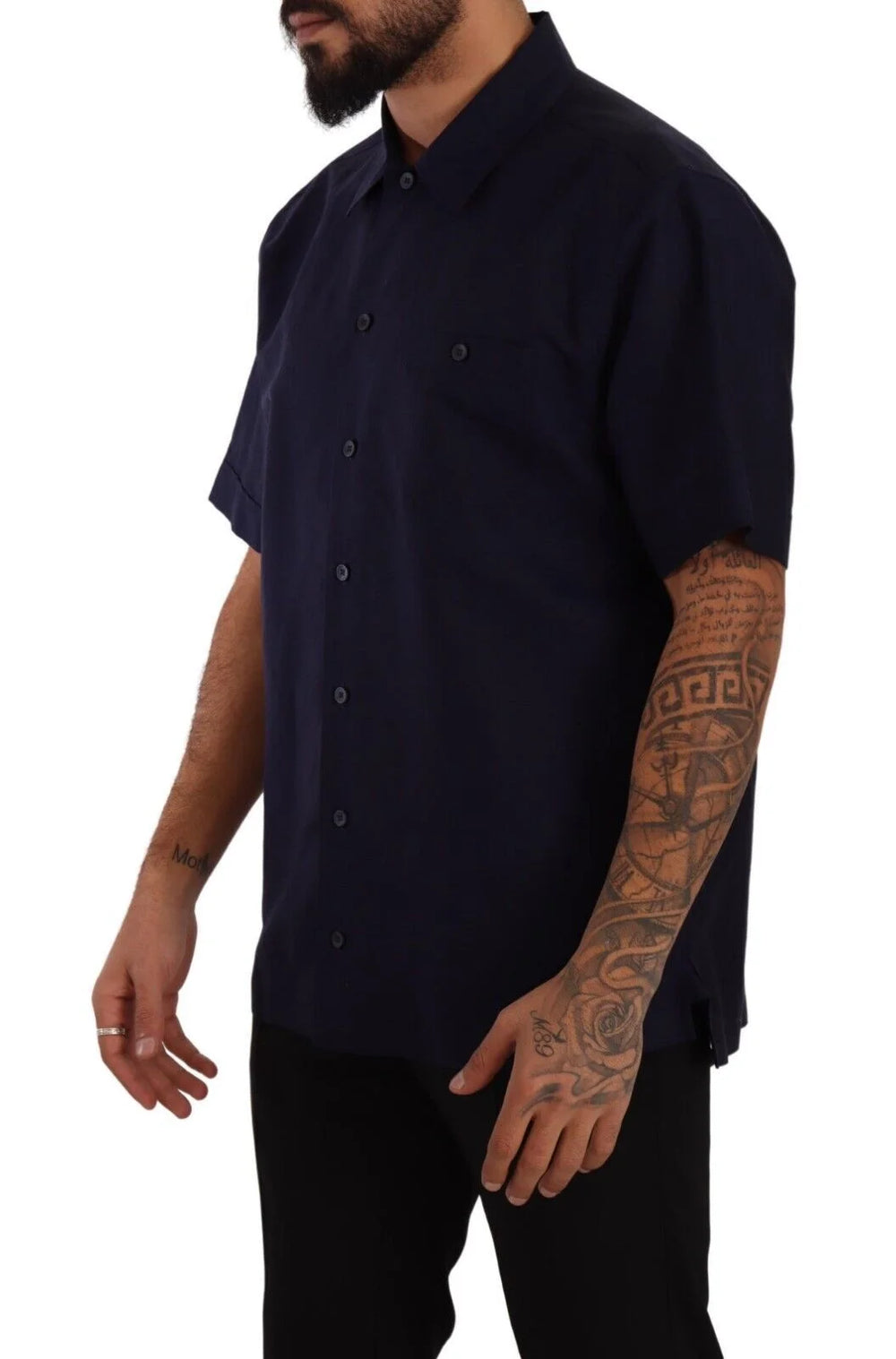 Dolce & Gabbana Navy Blue Button Down Short Sleeves Shirt - IT40 | M - Shirts