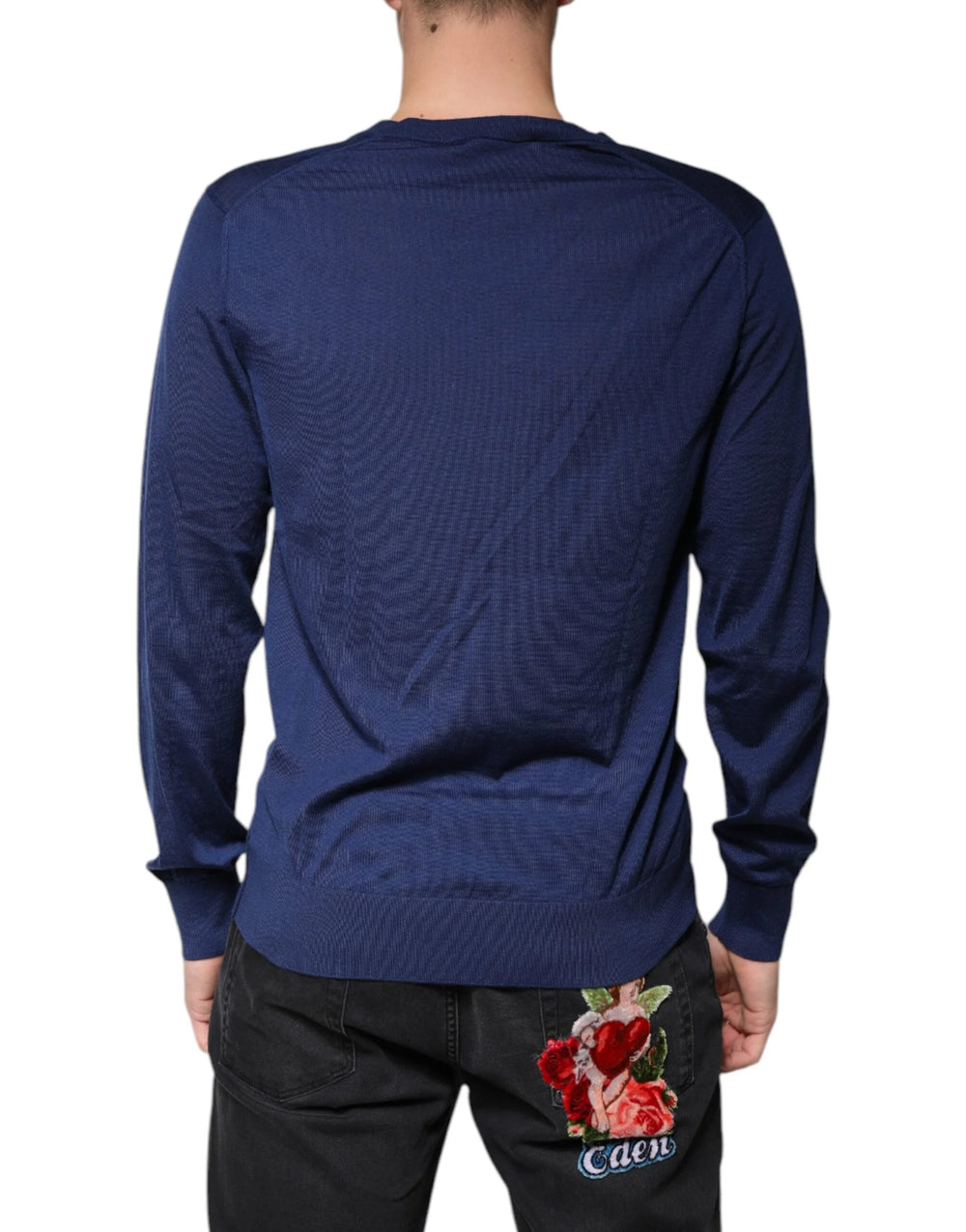 Dolce & Gabbana Navy Blue Cashmere V-neck Pullover Sweater - IT48 | M - Sweaters