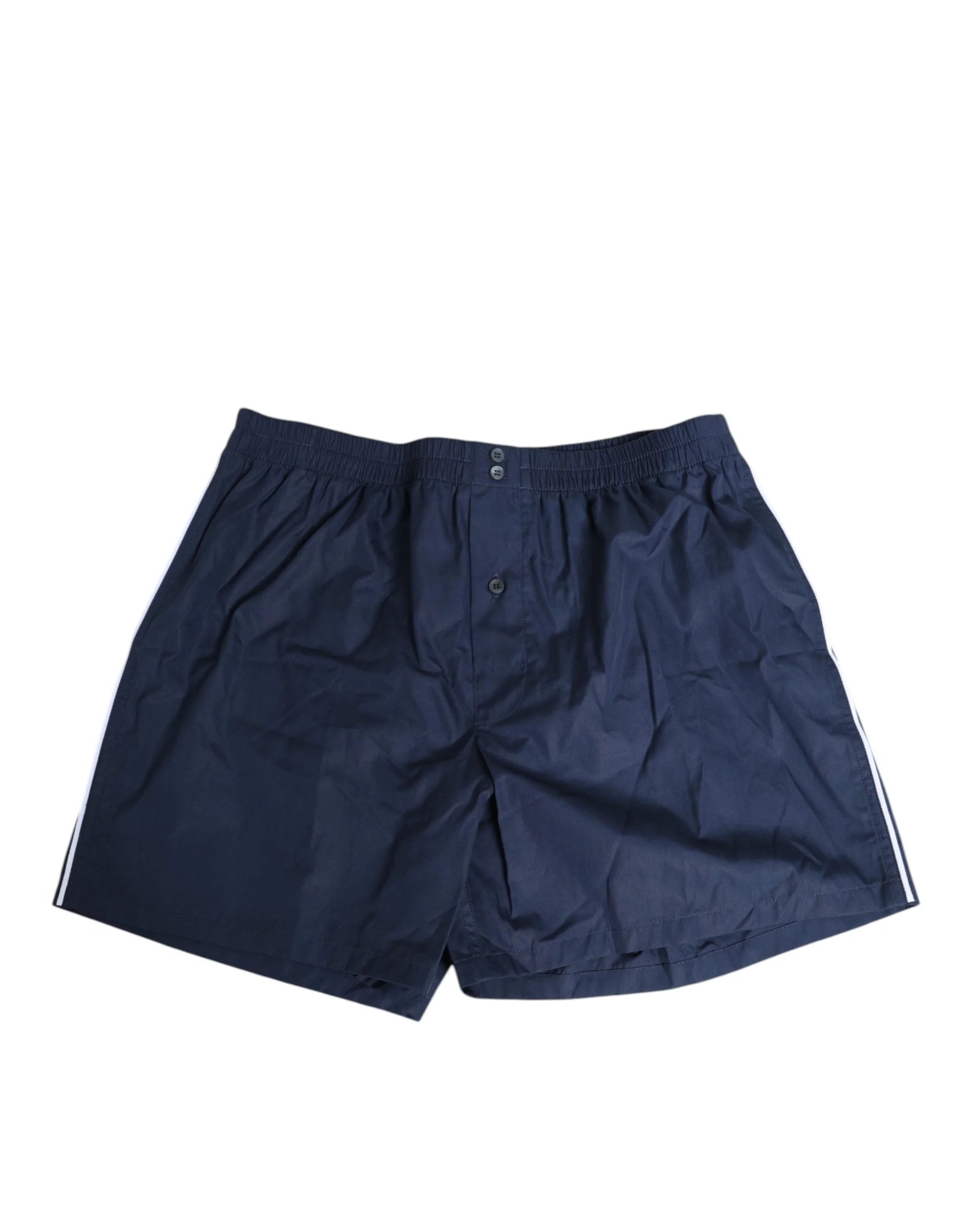 Dolce & Gabbana Navy Blue Cotton Elastic Waistband Button Swimwear - IT48 | M - Swim Boxers