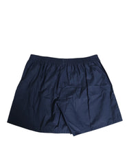 Dolce & Gabbana Navy Blue Cotton Elastic Waistband Button Swimwear - IT48 | M - Swim Boxers