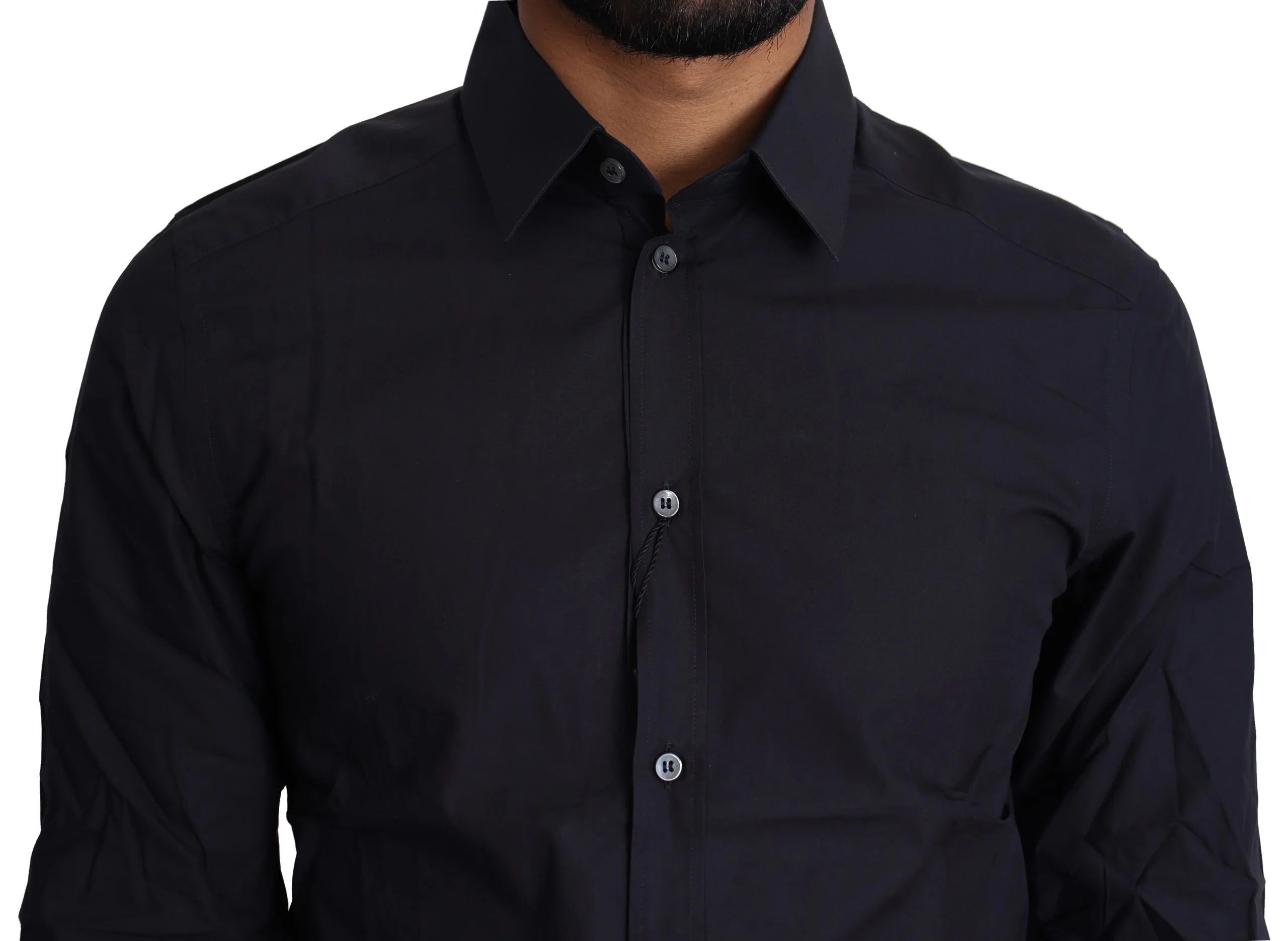 Dolce & Gabbana Navy Blue Cotton Formal Dress Shirt - IT37 | XS - Shirts