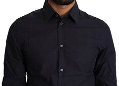 Dolce & Gabbana Navy Blue Cotton Formal Dress Shirt - IT37 | XS - Shirts