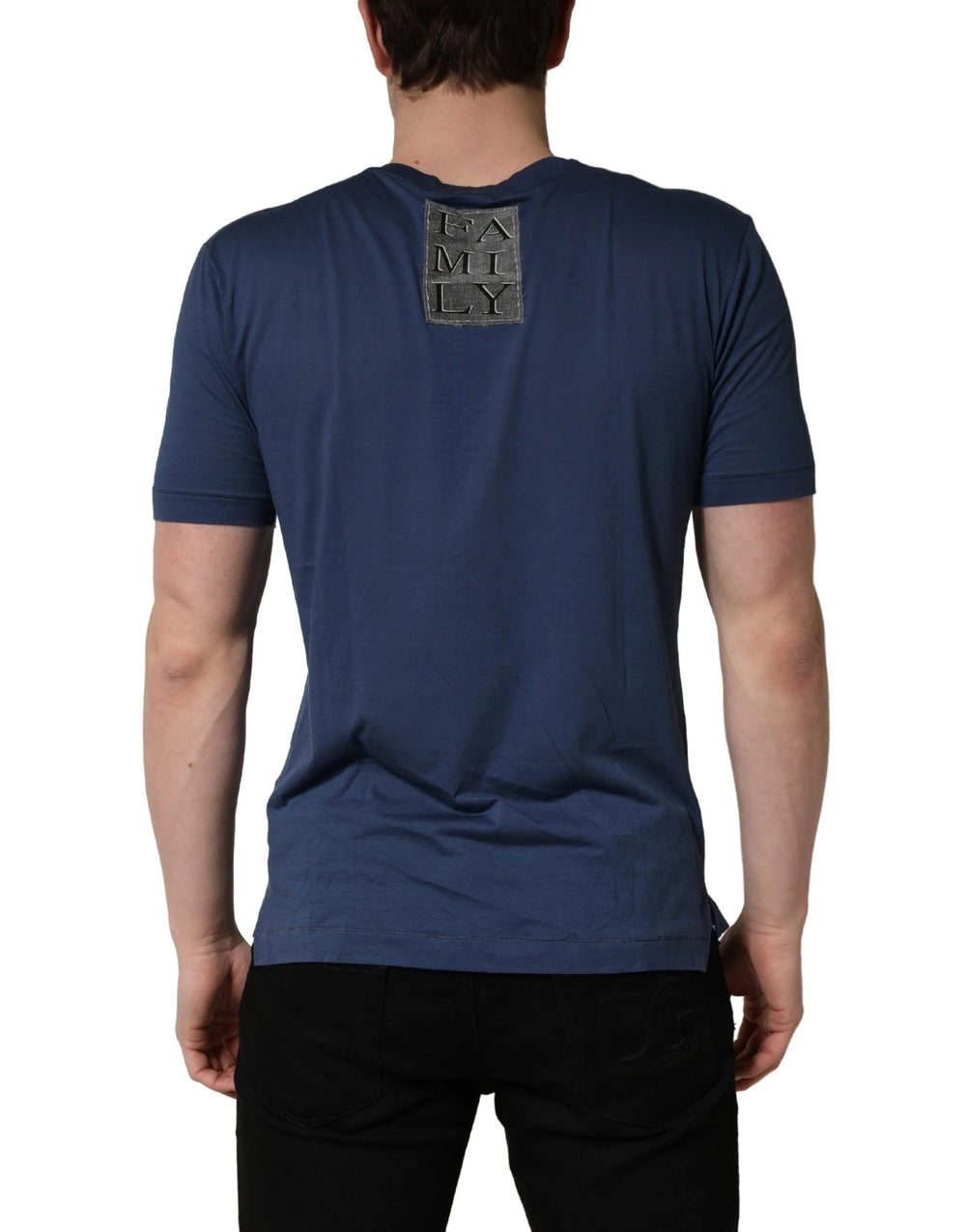 Dolce & Gabbana Navy Blue Cotton Graphic Crew Neck T-shirt - IT46 | S