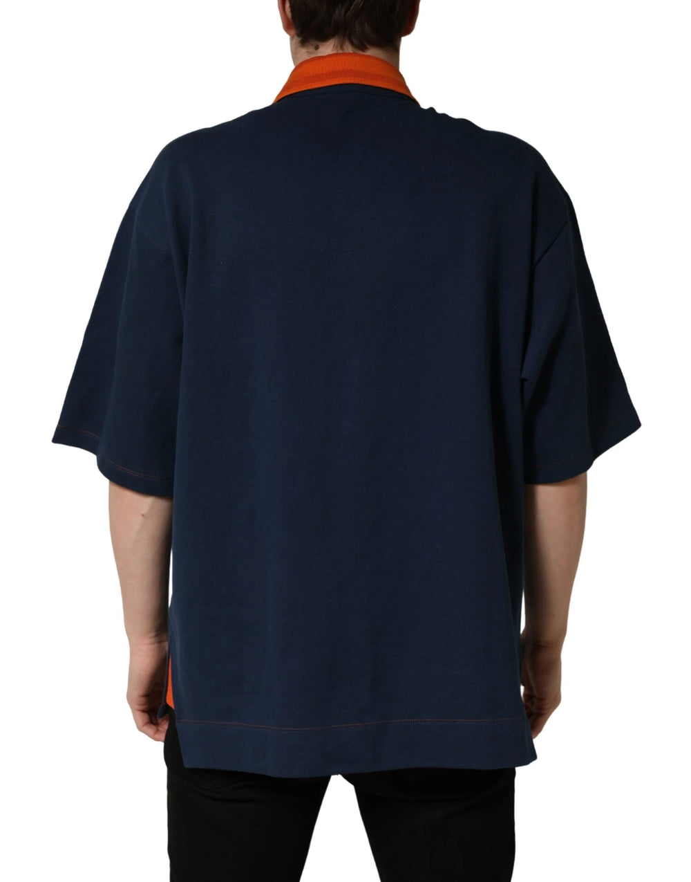 Dolce & Gabbana Navy Blue Cotton Logo Short Sleeves Men Polo T-shirt - IT48 | M