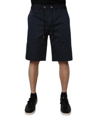 Dolce & Gabbana Navy Blue Cotton Stretch Men Bermuda Shorts - IT56 | XXL - Bermudas