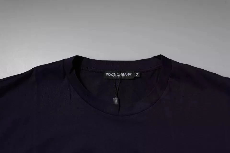 Dolce & Gabbana Navy Blue DG Logo Cotton Crew Neck T-shirt - T-Shirts