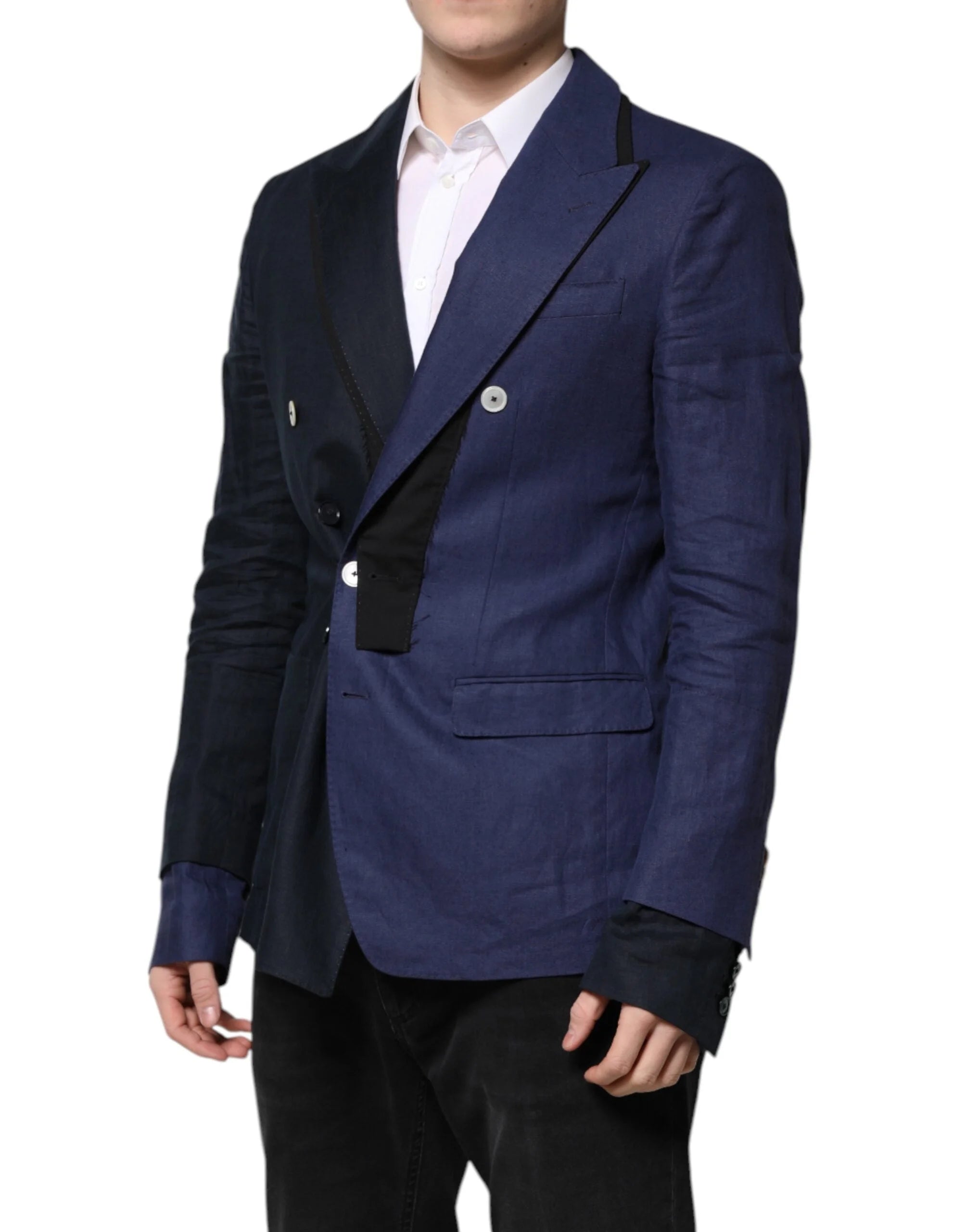 Dolce & Gabbana Navy Blue Double Breasted Suit Coat Blazer - Sport Jackets