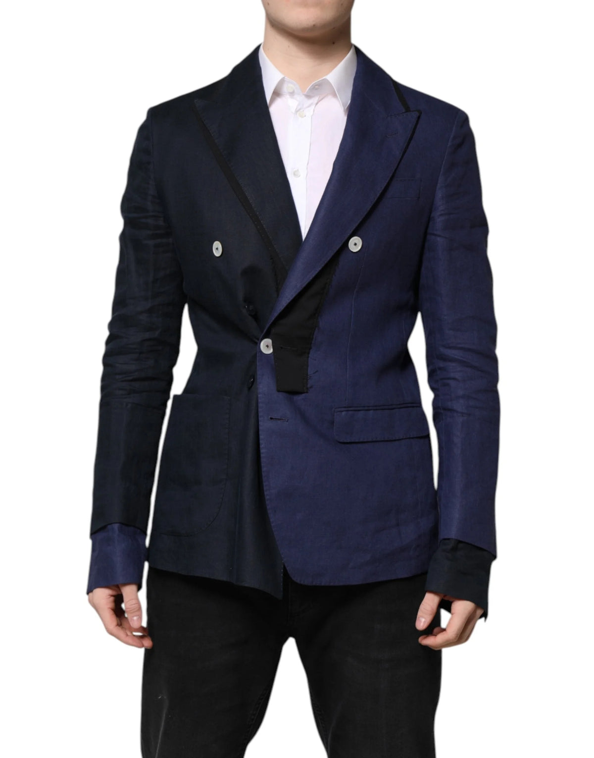 Dolce & Gabbana Navy Blue Double Breasted Suit Coat Blazer - Sport Jackets