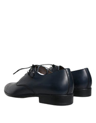 Dolce & Gabbana Navy Blue Leather Derby Dress Formal Shoes - EU44/US11 - Shoes
