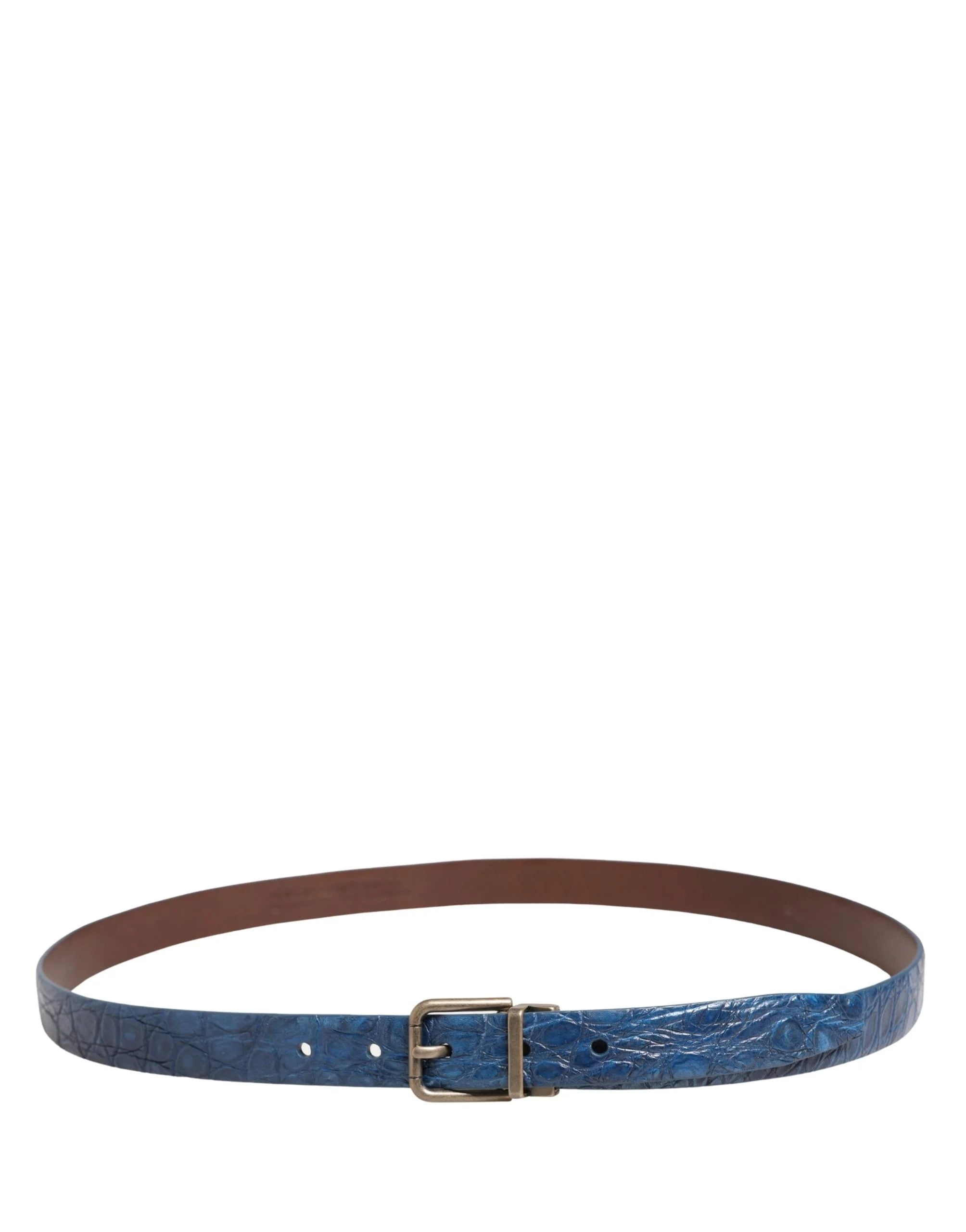 Ceinture en cuir bleu marine Dolce & Gabbana, boucle en métal doré - 105 cm / 42 pouces