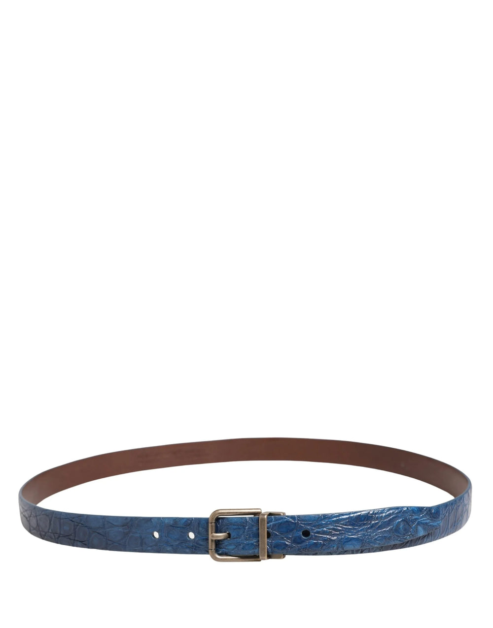 Ceinture en cuir bleu marine Dolce & Gabbana, boucle en métal doré - 105 cm / 42 pouces