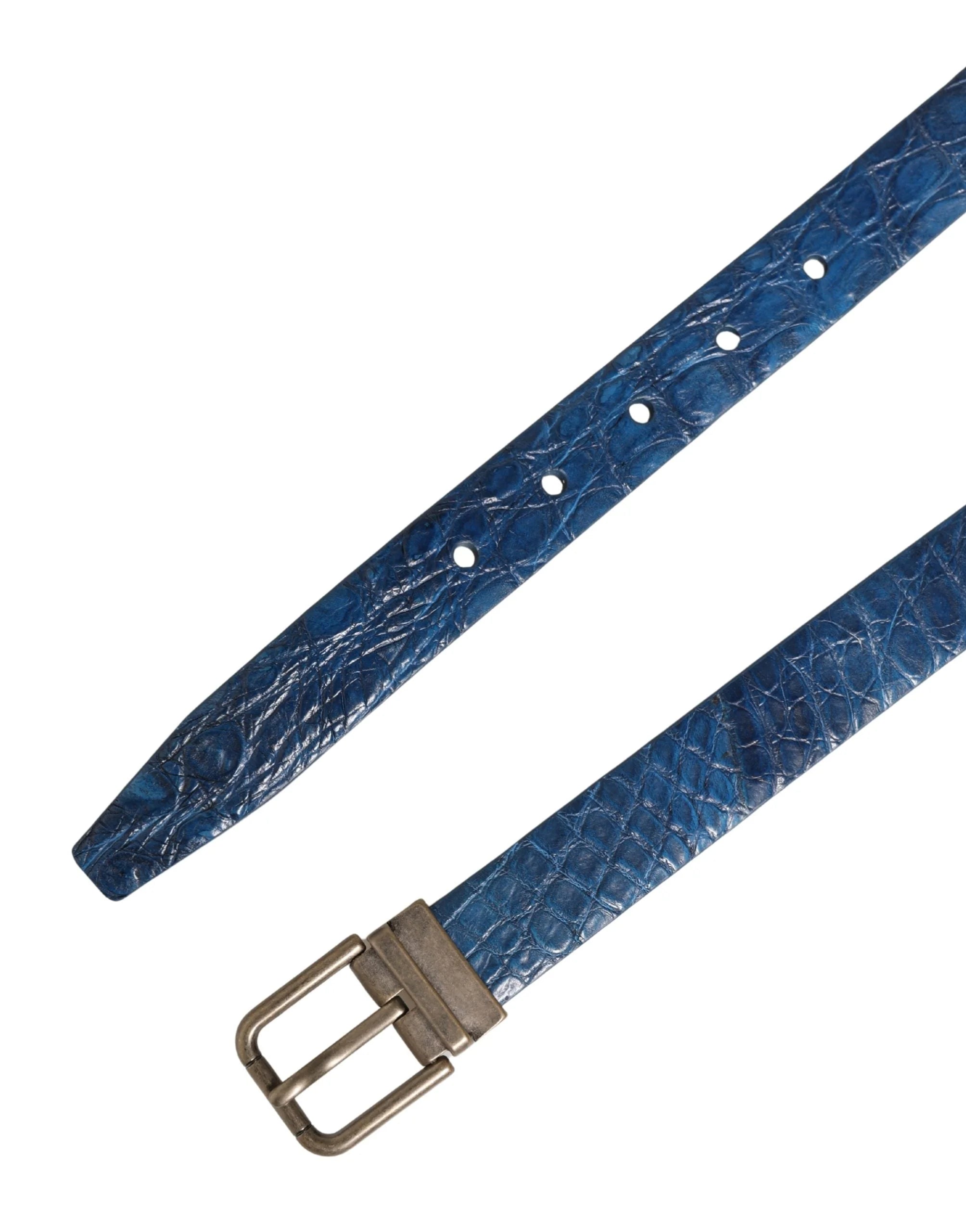 Ceinture en cuir bleu marine Dolce & Gabbana, boucle en métal doré - 105 cm / 42 pouces