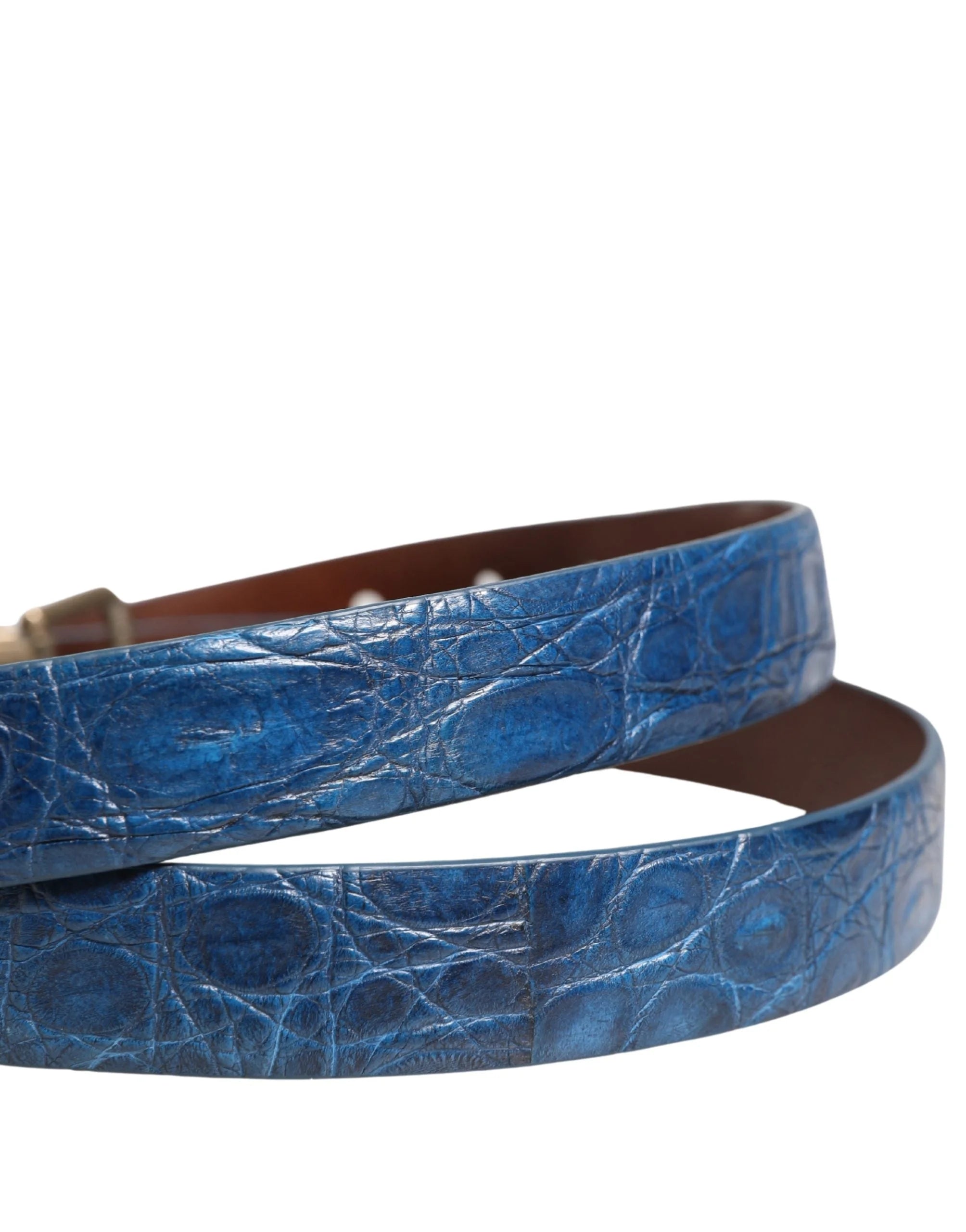 Ceinture en cuir bleu marine Dolce & Gabbana, boucle en métal doré - 105 cm / 42 pouces