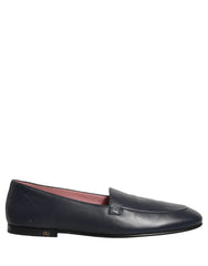 Dolce & Gabbana Navy Blue Leather Logo Slip On Loafers Shoes - EU44/US11