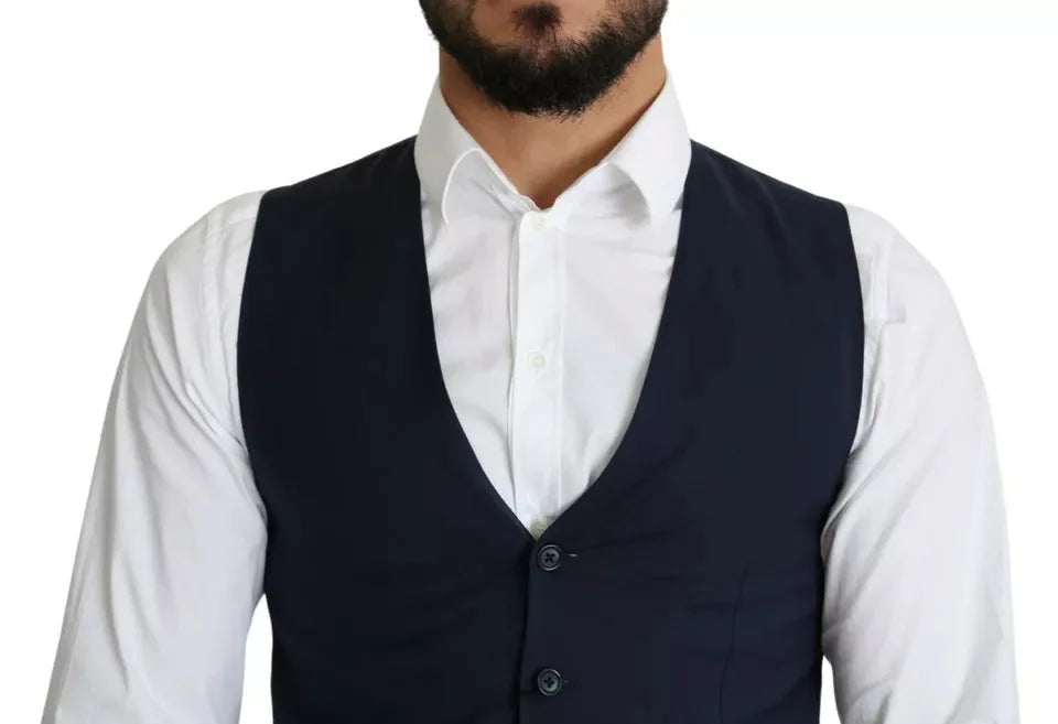 Dolce & Gabbana Navy Blue Men Formal Dress Waistcoat Vest - IT46 | S - Vests