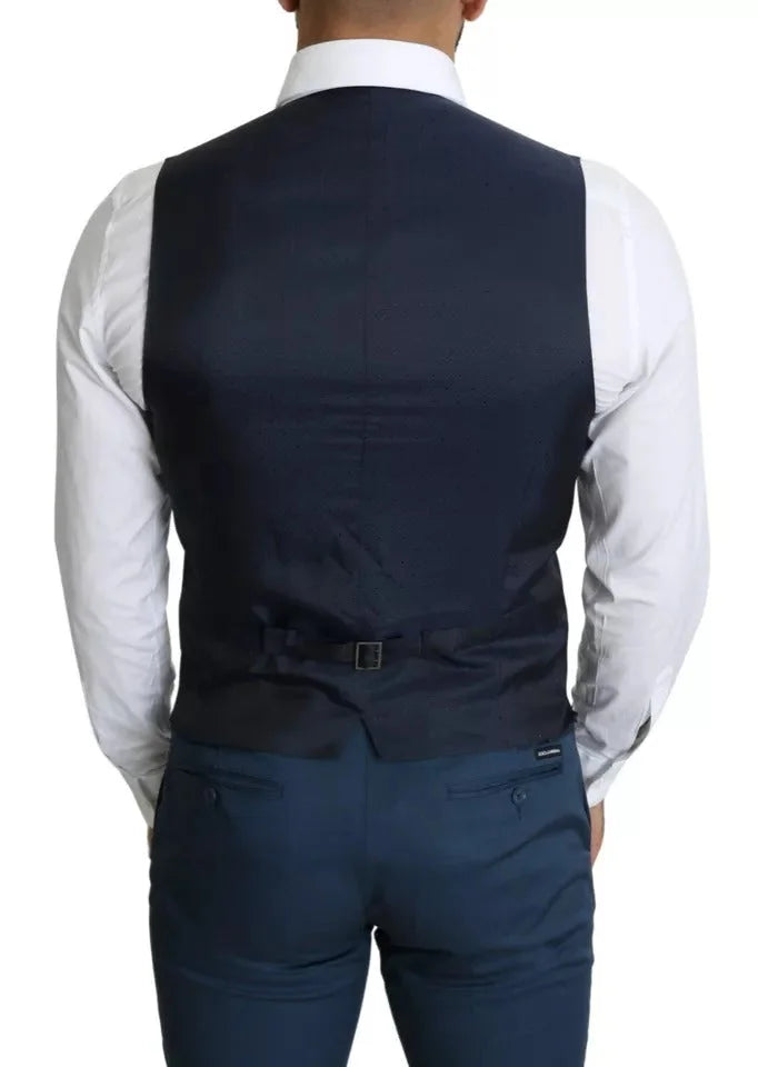 Dolce & Gabbana Navy Blue Men Formal Dress Waistcoat Vest - IT46 | S - Vests