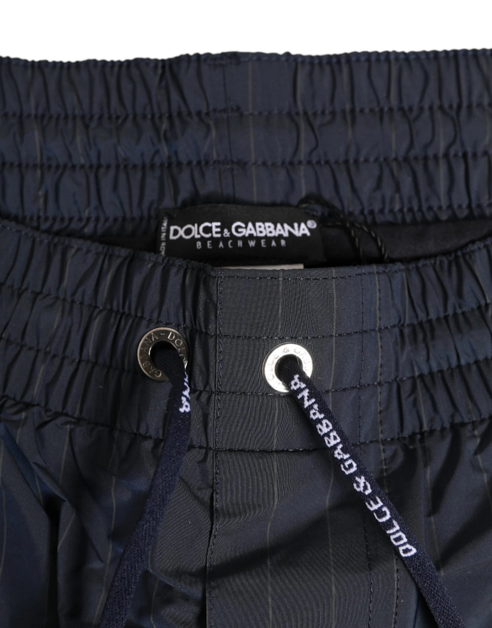 Dolce & Gabbana Navy Blue Polyester Nylon Pinstripe Men’s Swimwear - IT4 | S - Swim Boxers