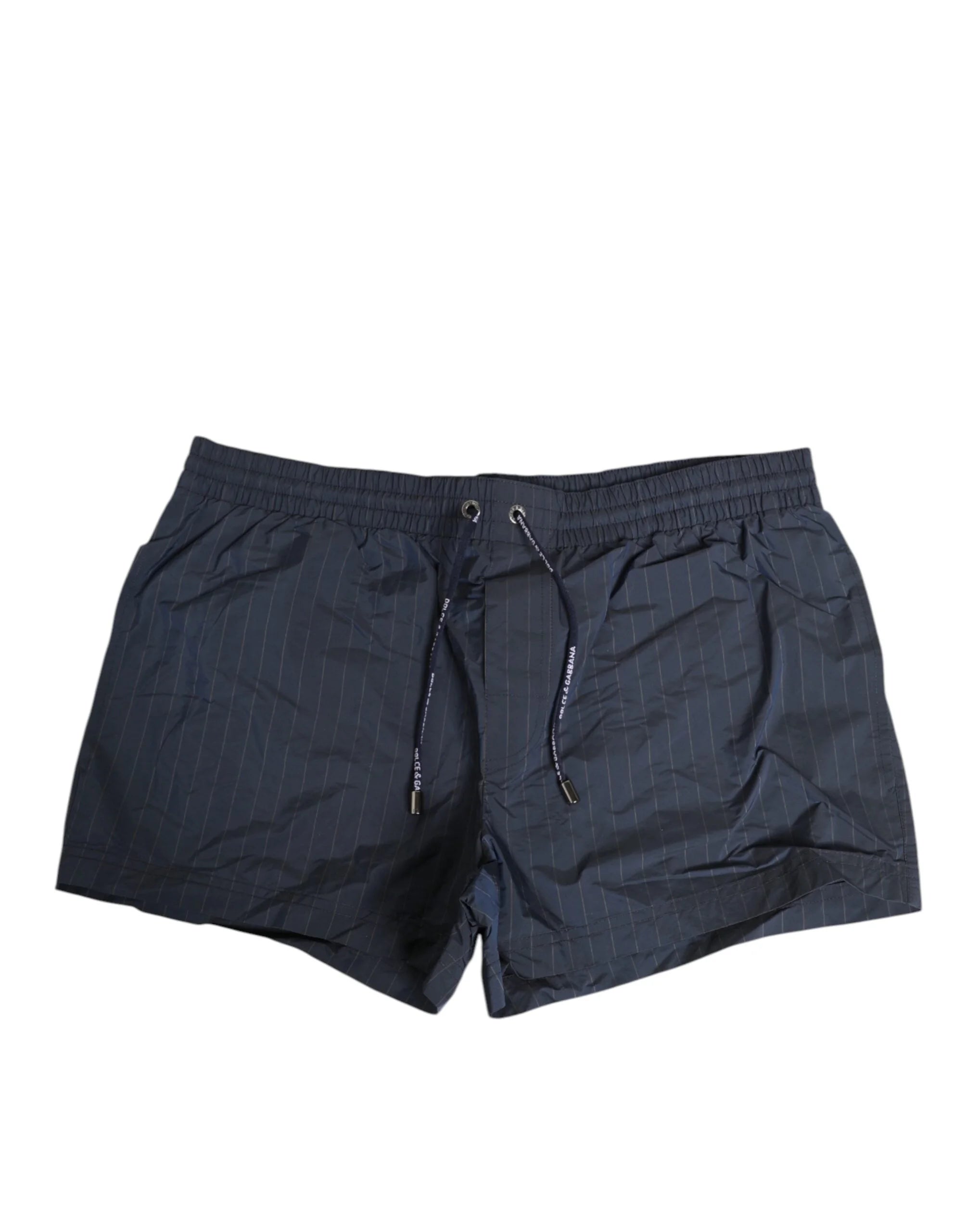 Dolce & Gabbana Navy Blue Polyester Nylon Pinstripe Men’s Swimwear - IT4 | S - Swim Boxers