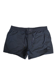 Dolce & Gabbana Navy Blue Polyester Nylon Pinstripe Men’s Swimwear - IT4 | S - Swim Boxers