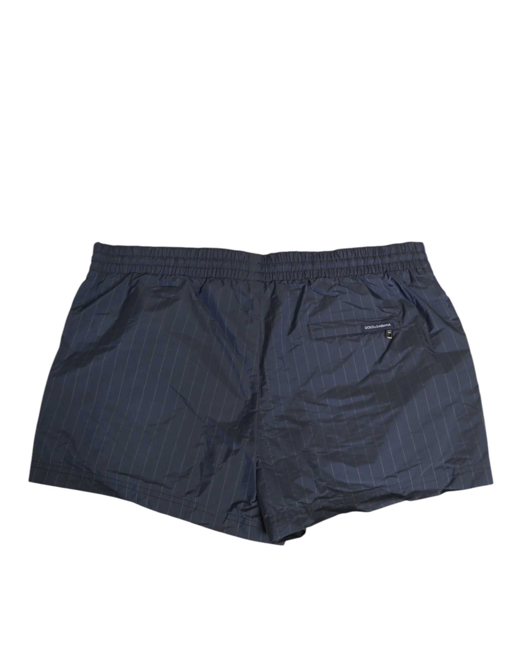 Dolce & Gabbana Navy Blue Polyester Nylon Pinstripe Men’s Swimwear - IT4 | S - Swim Boxers