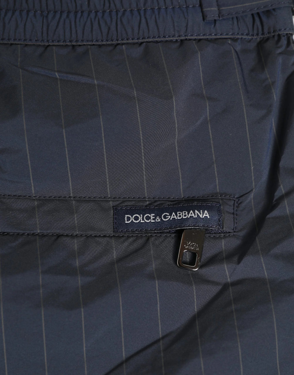Dolce & Gabbana Navy Blue Polyester Pinstripe Men Shorts Swimwear - IT48 | M - Swim Boxers