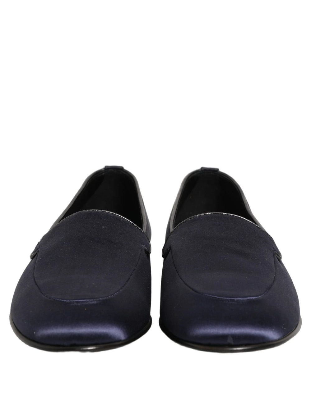 Dolce & Gabbana Navy Blue Satin DG Logo Dress Loafers Shoes - EU44/US11
