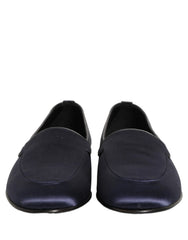 Dolce & Gabbana Navy Blue Satin DG Logo Dress Loafers Shoes - EU44/US11