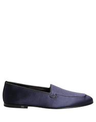 Dolce & Gabbana Navy Blue Satin DG Logo Dress Loafers Shoes - EU44/US11