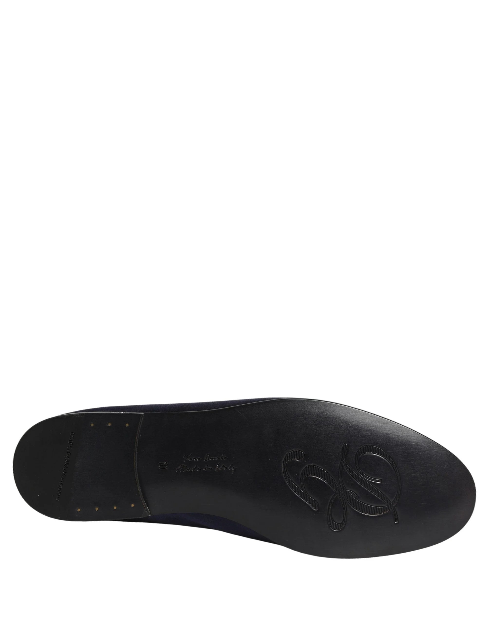 Dolce & Gabbana Navy Blue Satin DG Logo Dress Loafers Shoes - EU44/US11