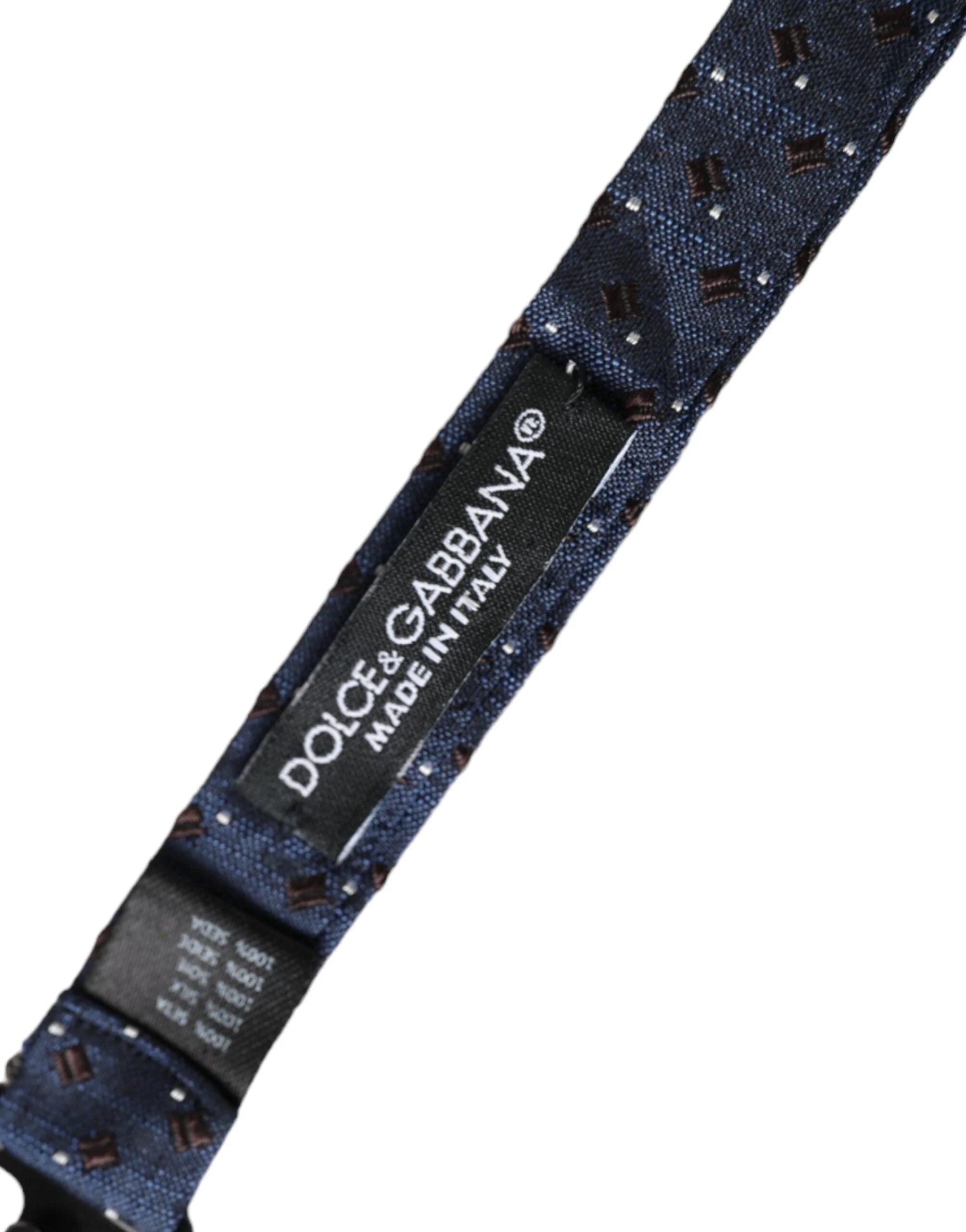 Dolce & Gabbana Navy Blue Silk Patterned Adjustable Men Papillon Bow Tie - Neckties