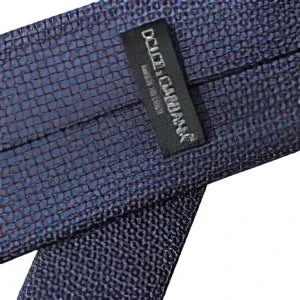 Dolce & Gabbana Navy Blue Silk Patterned Adjustable Men Tie - Neckties