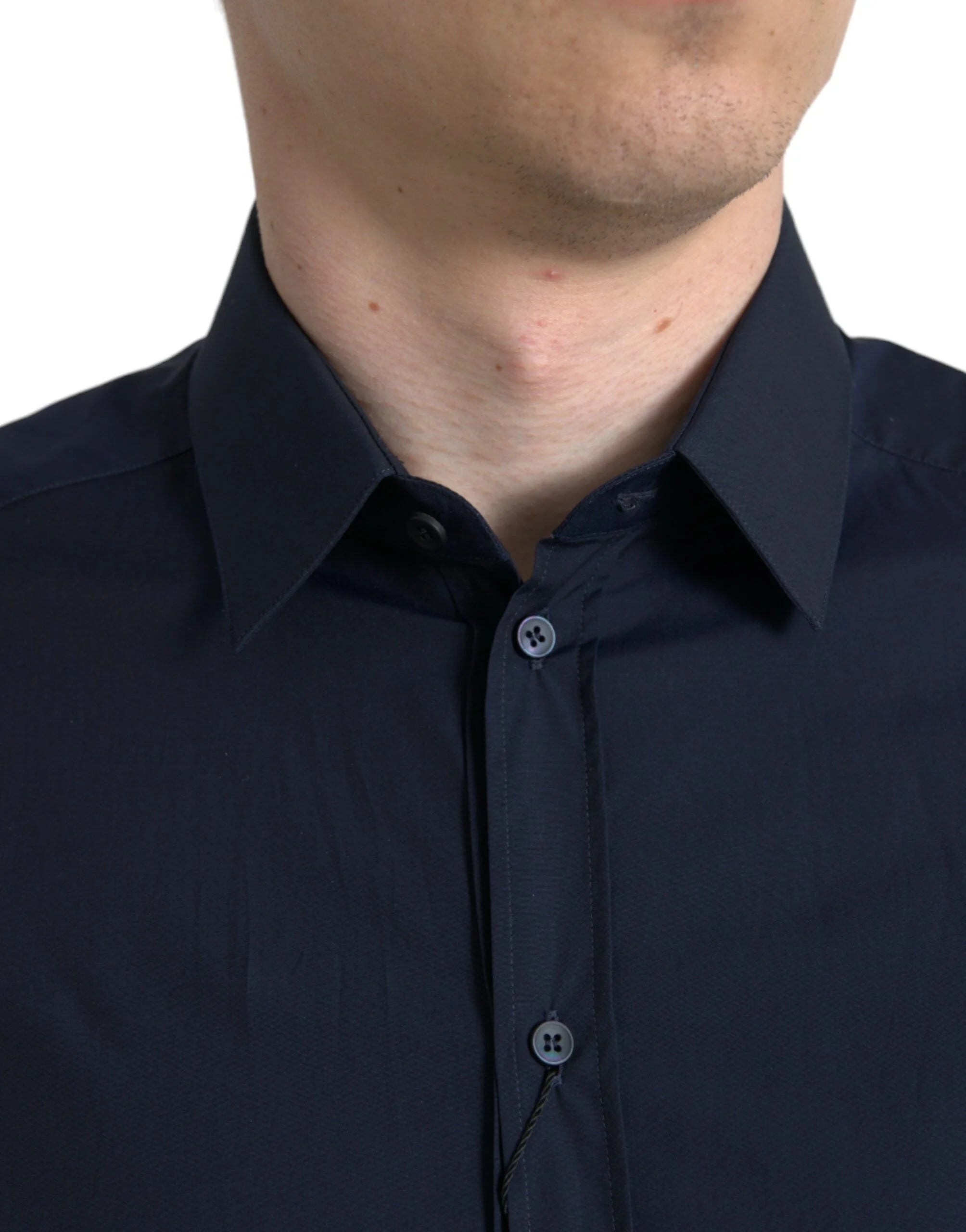 Dolce & Gabbana Navy Blue Slim Fit Formal GOLD Dress Shirt - Shirts