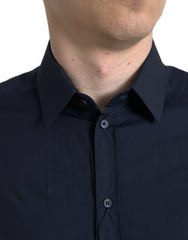 Dolce & Gabbana Navy Blue Slim Fit Formal GOLD Dress Shirt - Shirts