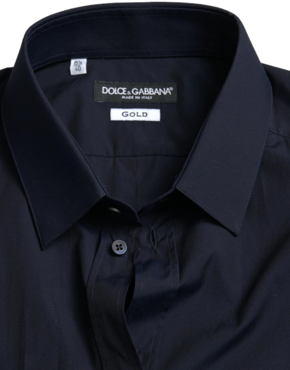 Dolce & Gabbana Navy Blue Slim Fit Formal GOLD Dress Shirt - Shirts