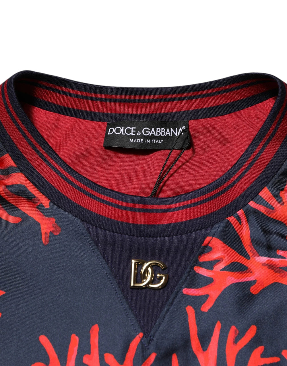 Dolce & Gabbana Navy Red Silk Coral Print Pullover Sweater - IT52 | XL - Sweaters