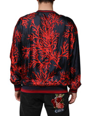 Dolce & Gabbana Navy Red Silk Coral Print Pullover Sweater - IT52 | XL - Sweaters