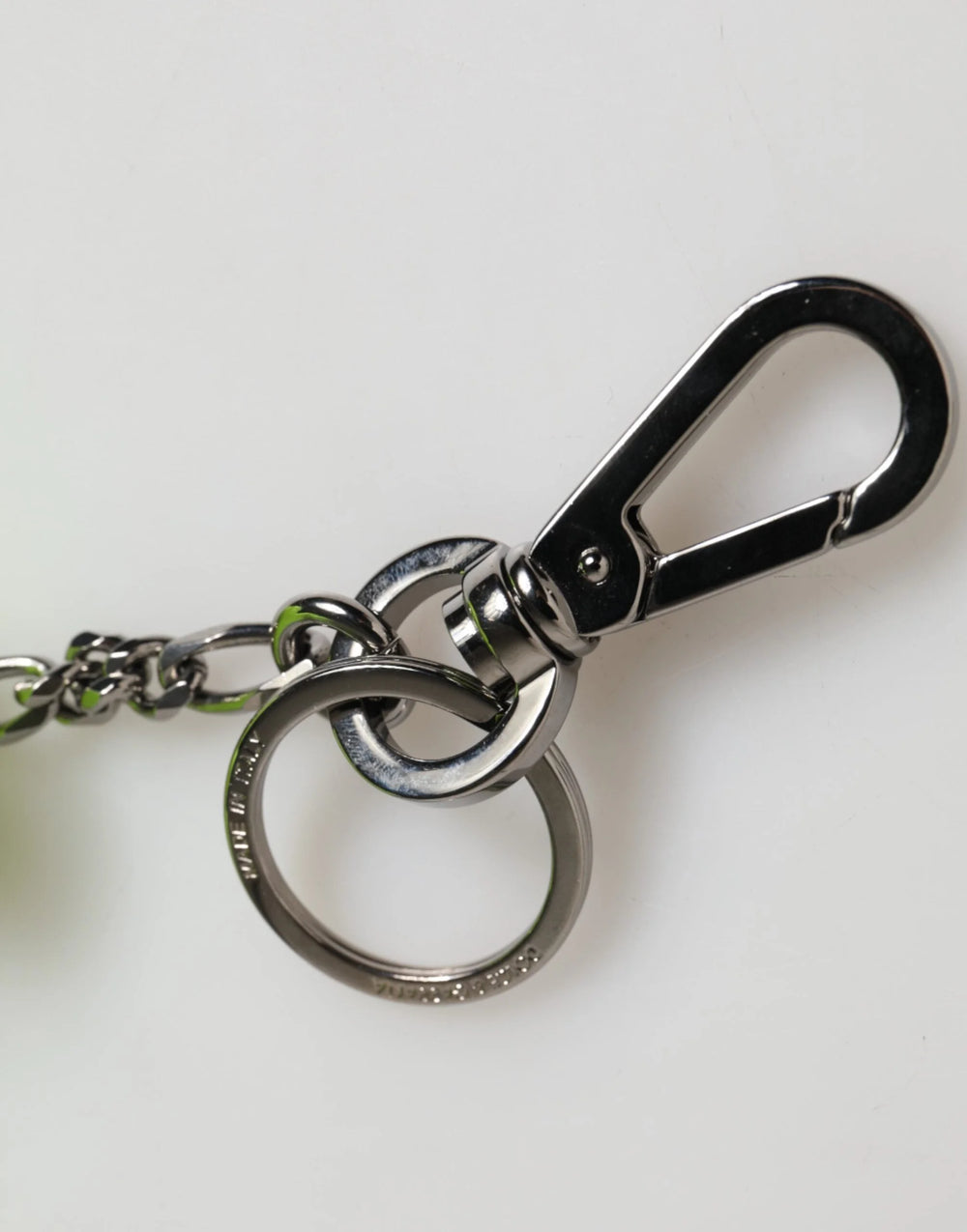 Dolce & Gabbana Neon Green Bear Embroidered Logo Men Keychain Clasp Keyring - Keychains