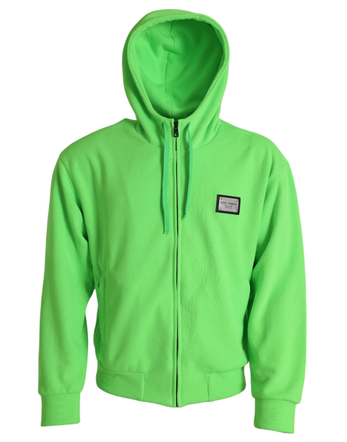 Dolce & Gabbana Neon Green Hooded Full Zip Top Sweater - IT44 | S - Hoodies