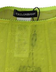 Dolce & Gabbana Neon Green Nylon Logo Lace Leggings Pants Underwear - IT2 | S - Women’s Underpants