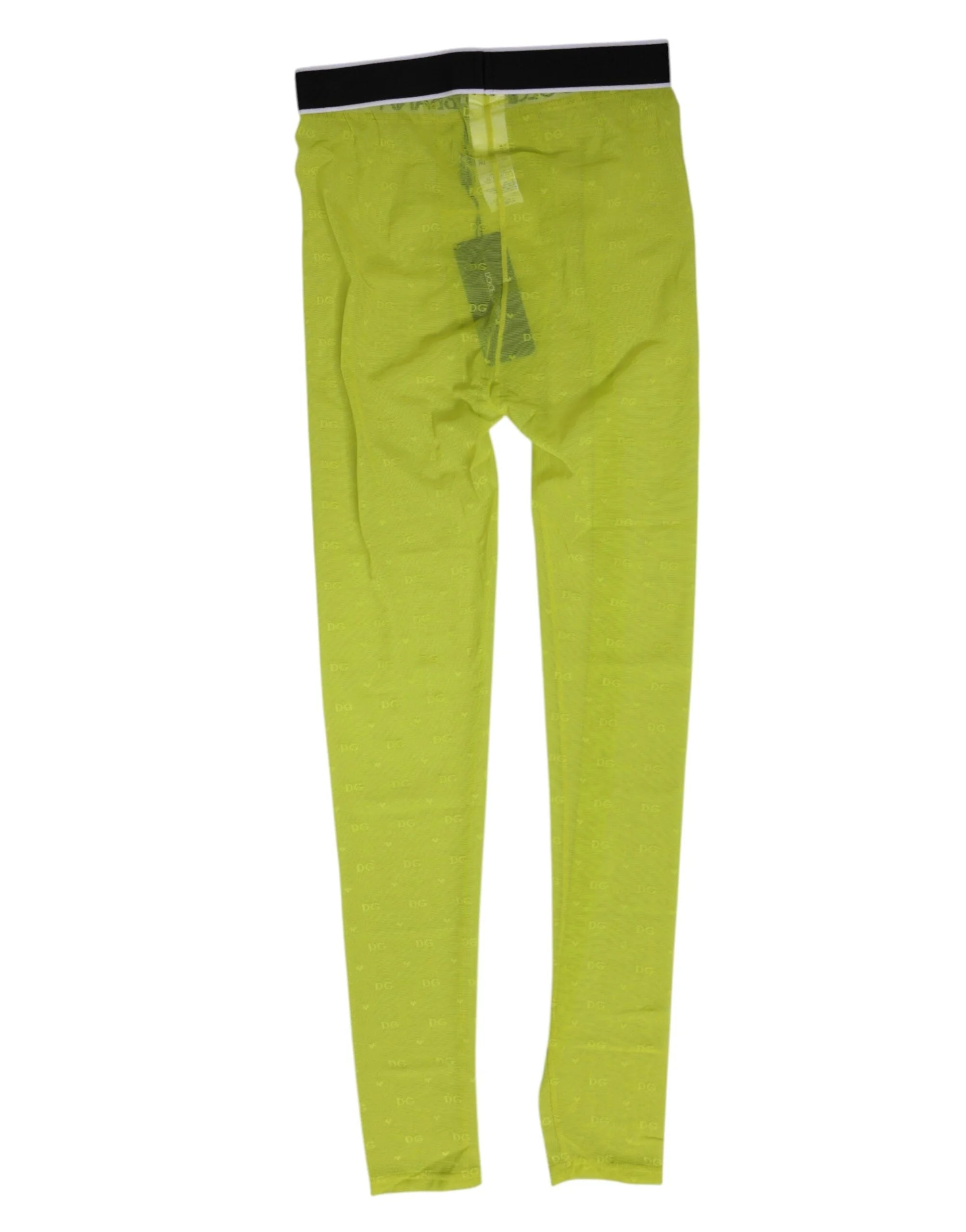Dolce & Gabbana Neon Green Nylon Logo Lace Leggings Pants Underwear - IT2 | S