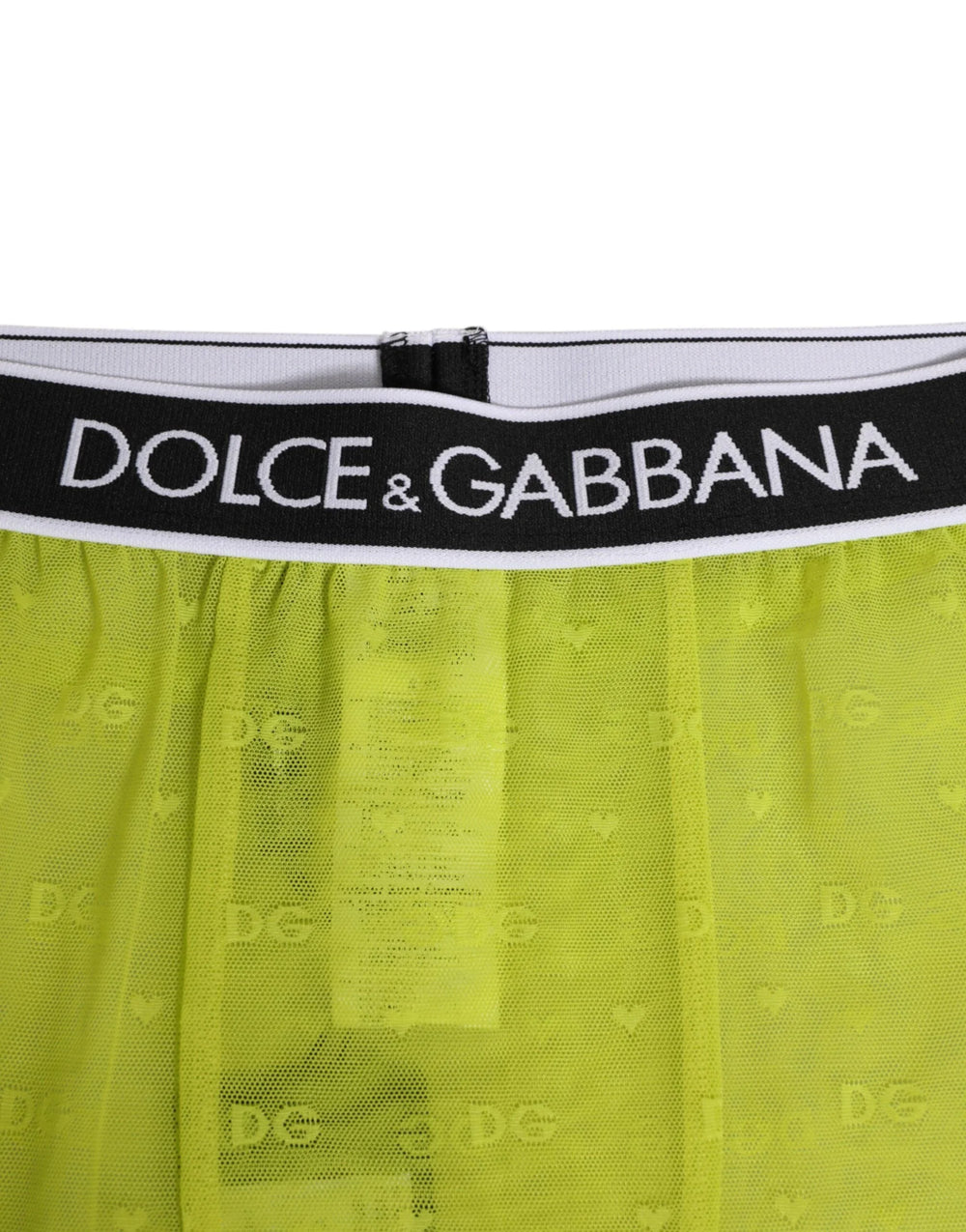 Dolce & Gabbana Neon Green Nylon Logo Lace Leggings Pants Underwear - IT2 | S - Thigh Slimmers