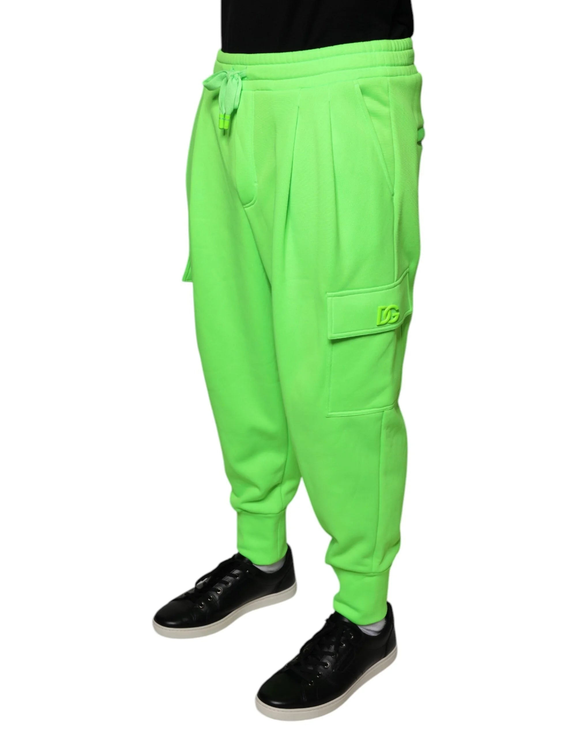 Dolce & Gabbana Neon Green Polyester Cargo Jogger Sweatpants Pants - IT48 | M - Joggers