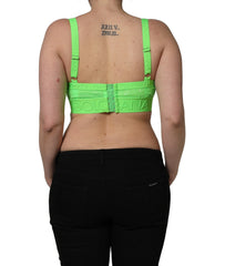 Dolce & Gabbana Neon Green Soft Cup Logo-Trim Bra Cropped Top - IT2 | S
