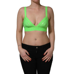 Dolce & Gabbana Neon Green Soft Cup Logo-Trim Bra Cropped Top - IT2 | S