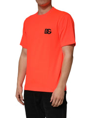 Dolce & Gabbana Neon Orange Polyester Crew Neck Men T-shirt - IT44 | XS
