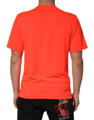 Dolce & Gabbana Neon Orange Polyester Crew Neck Men T-shirt - IT44 | XS