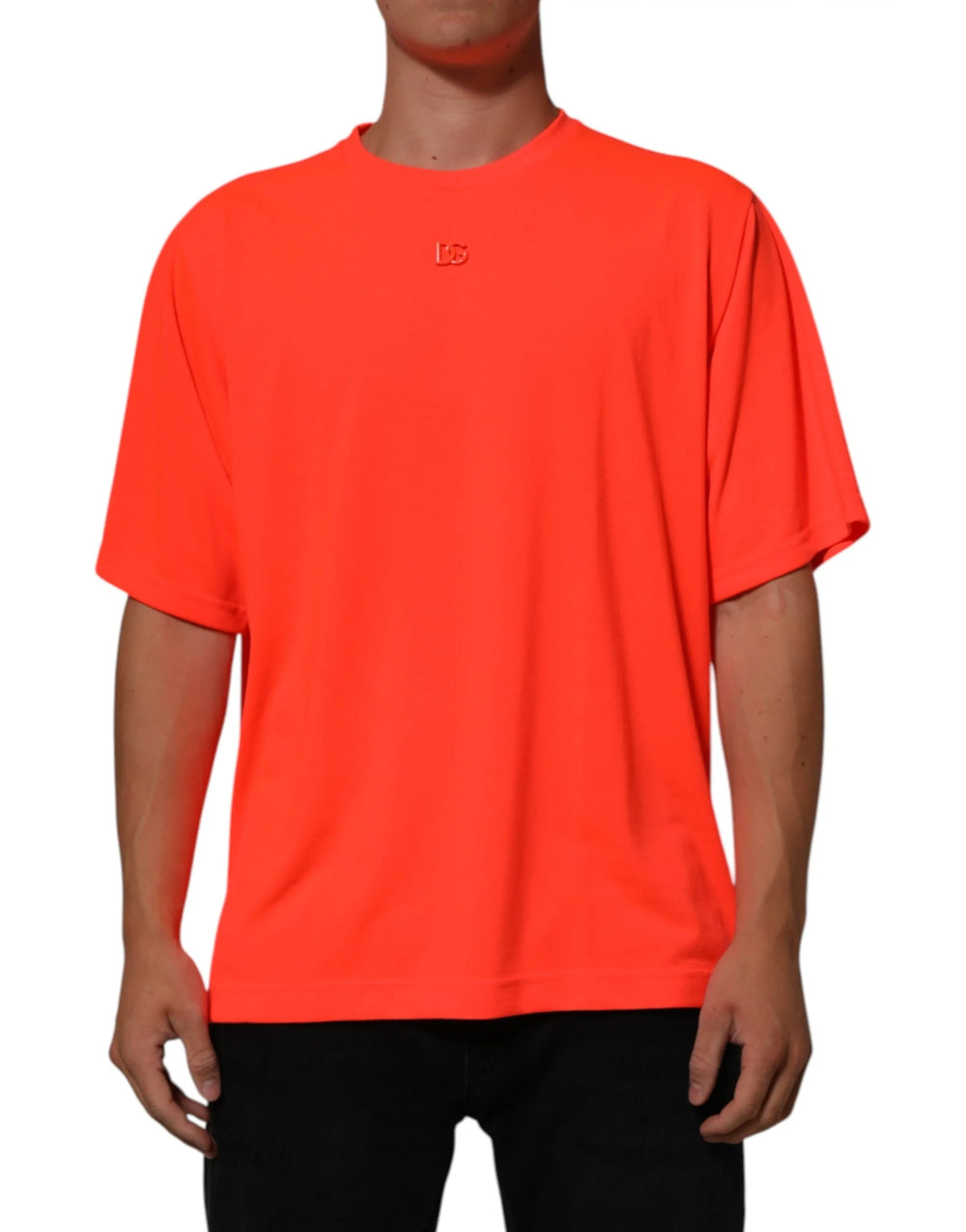 Dolce & Gabbana Neon Orange Polyester Men Crew Neck T-shirt - IT56 | XXL - T-Shirts