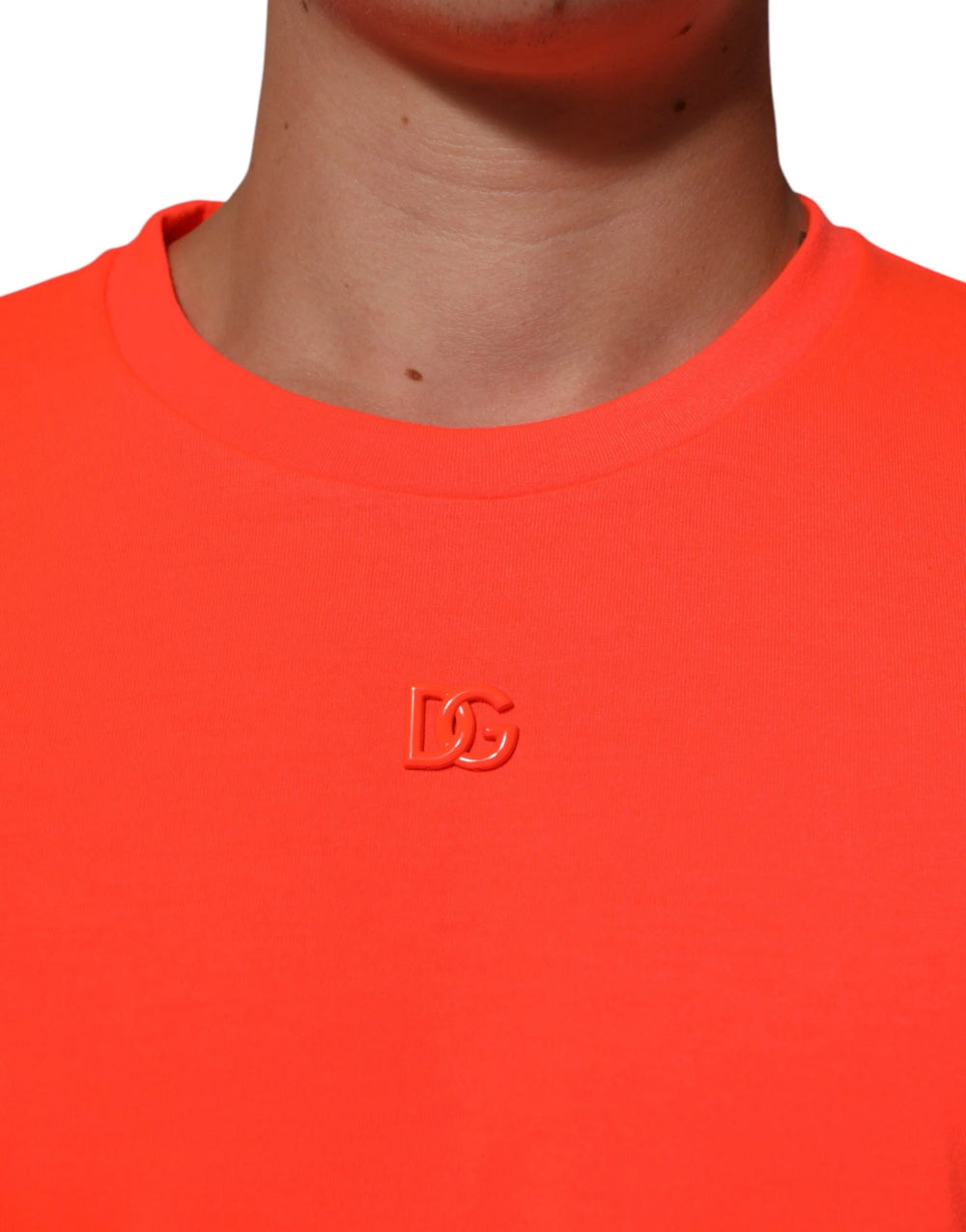 Dolce & Gabbana Neon Orange Polyester Men Crew Neck T-shirt - IT56 | XXL - T-Shirts