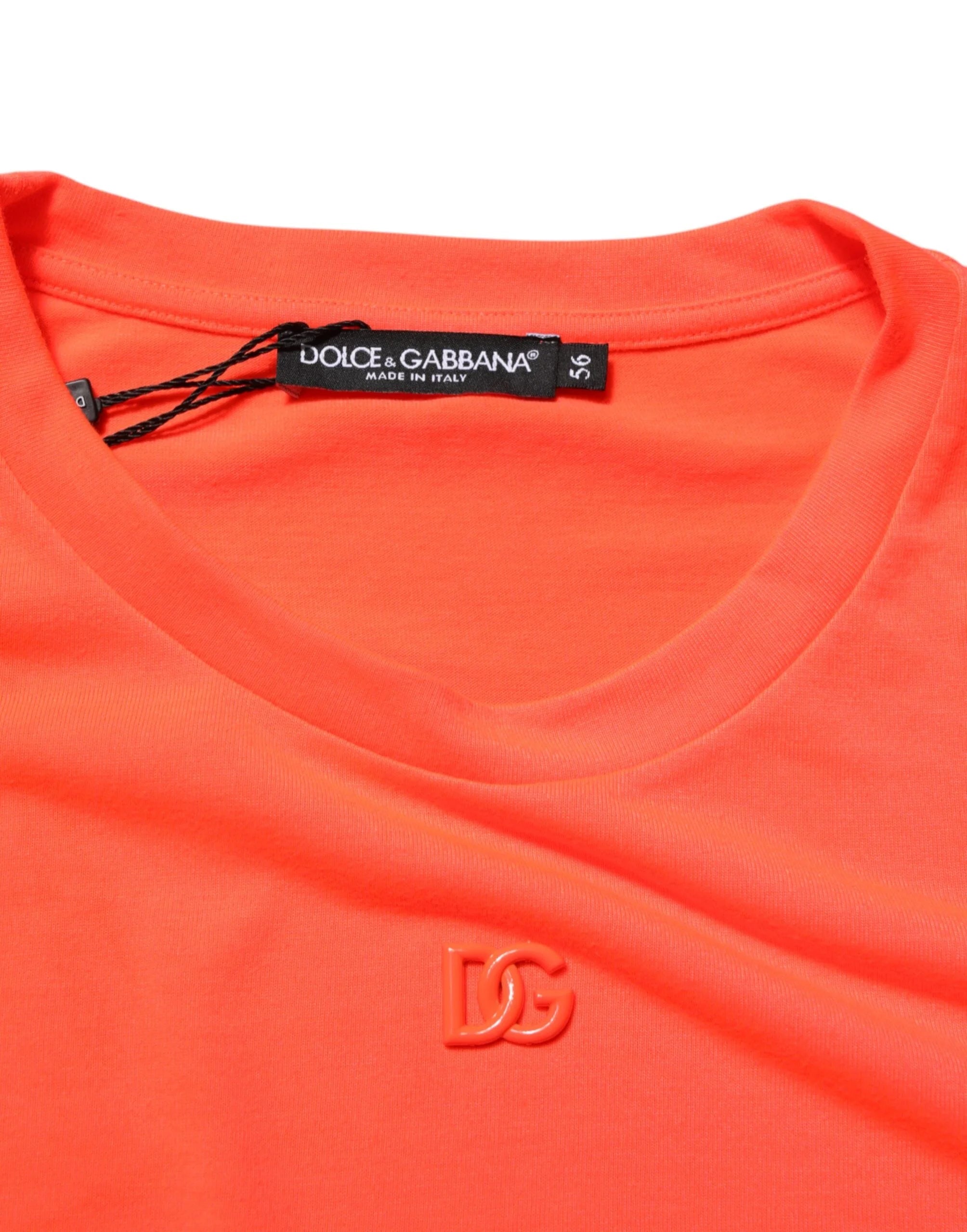 Dolce & Gabbana Neon Orange Polyester Men Crew Neck T-shirt - IT56 | XXL - T-Shirts